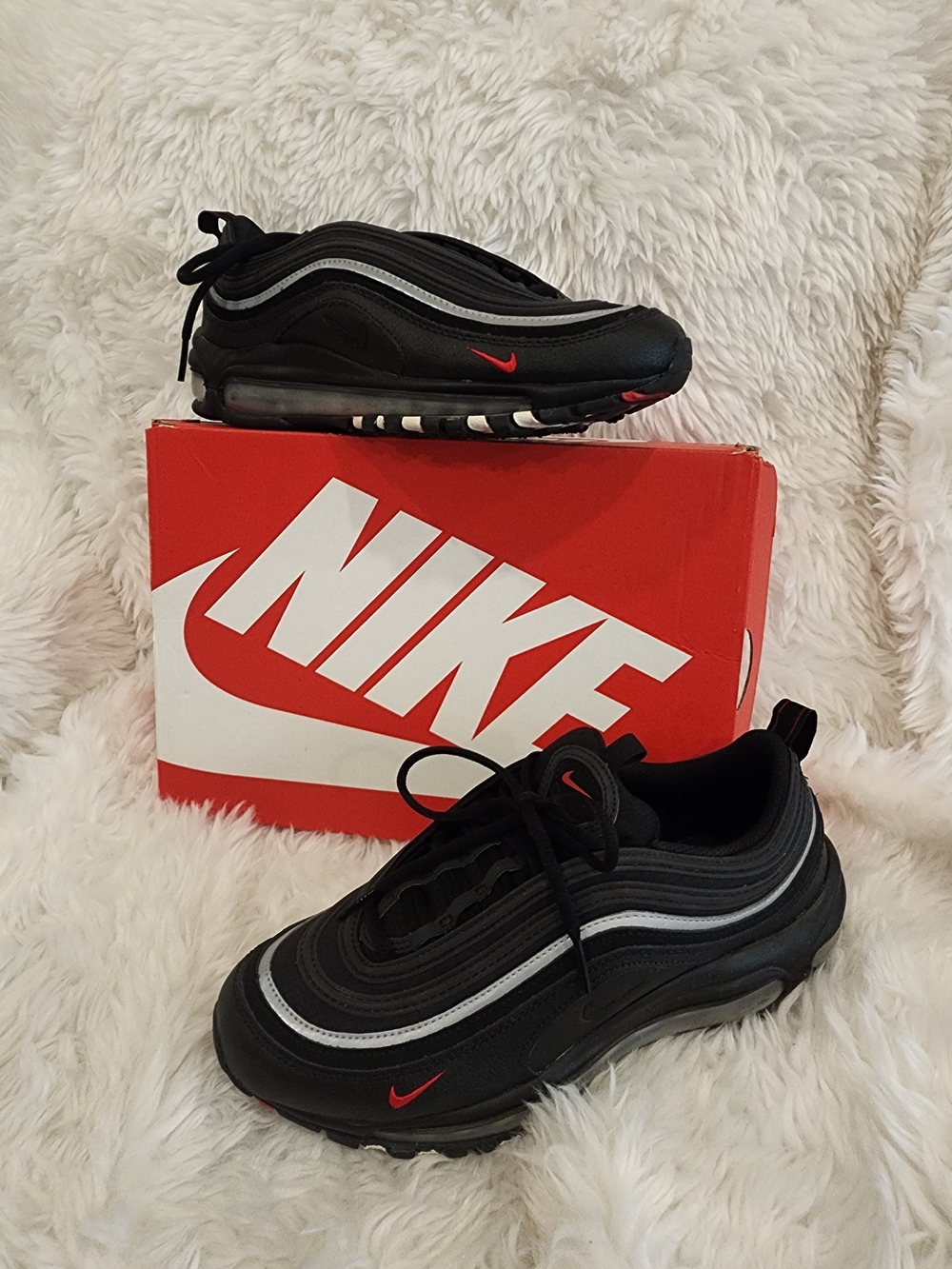 Nike Kids' Air Max 97 Sneakers - Black with Red Accents
